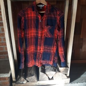 Women's Old Navy Red Checkard Button Up Small Petite.